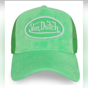 Von Dutch Lime Velvet Trucker Hat NWT MSRP $100